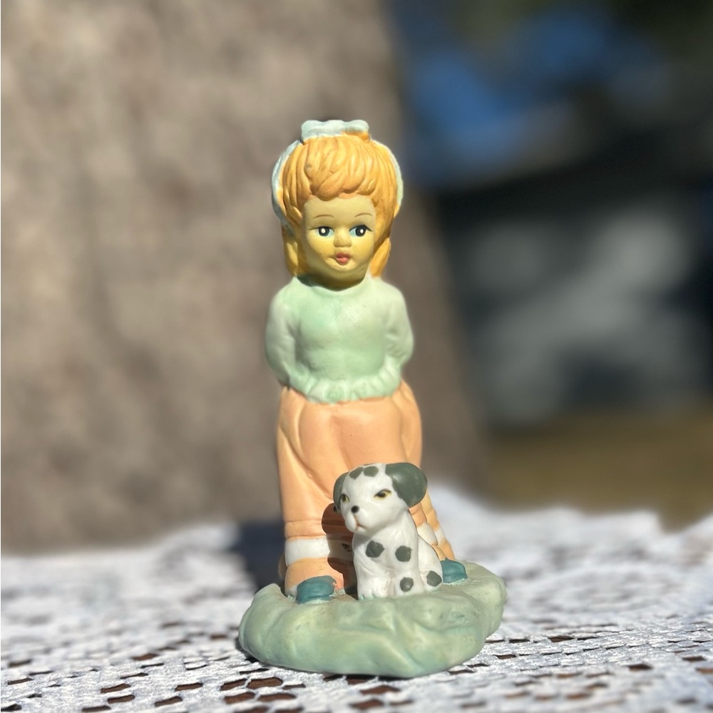 Vintage Figurine with Girl and Dog